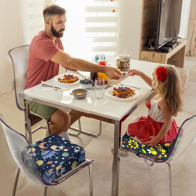 Funcority Toddler Booster Seat for Dining Table, Portable Booster Seat for Kitchen Chair, 4 Inch High-Density Foam Cushion with Adjustable Safety Straps and Non-Slip Bottom, Perfect for Kids Travel and Daily - Image 3